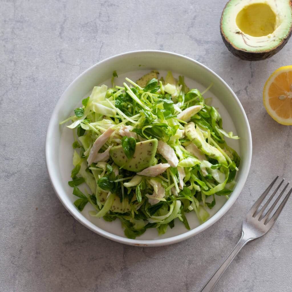 サラダチキンのグリーンサラダのレシピと作り方。 料理研究家・フードコーディネーター藤井玲子のレシピと料理写真。 #れこれしぴ