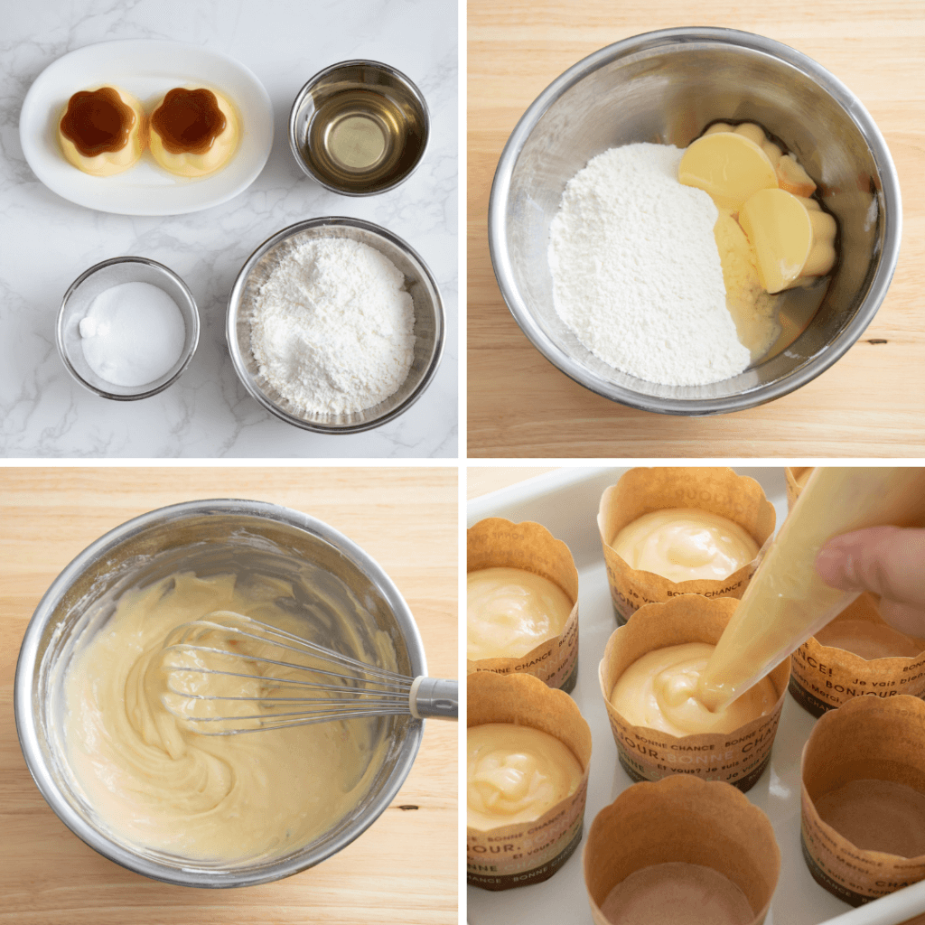 超簡単ホットケーキミックスとプリンで作るマフィンのレシピと作り方。 料理研究家・フードコーディネーター藤井玲子のレシピと料理写真。れこれしぴ