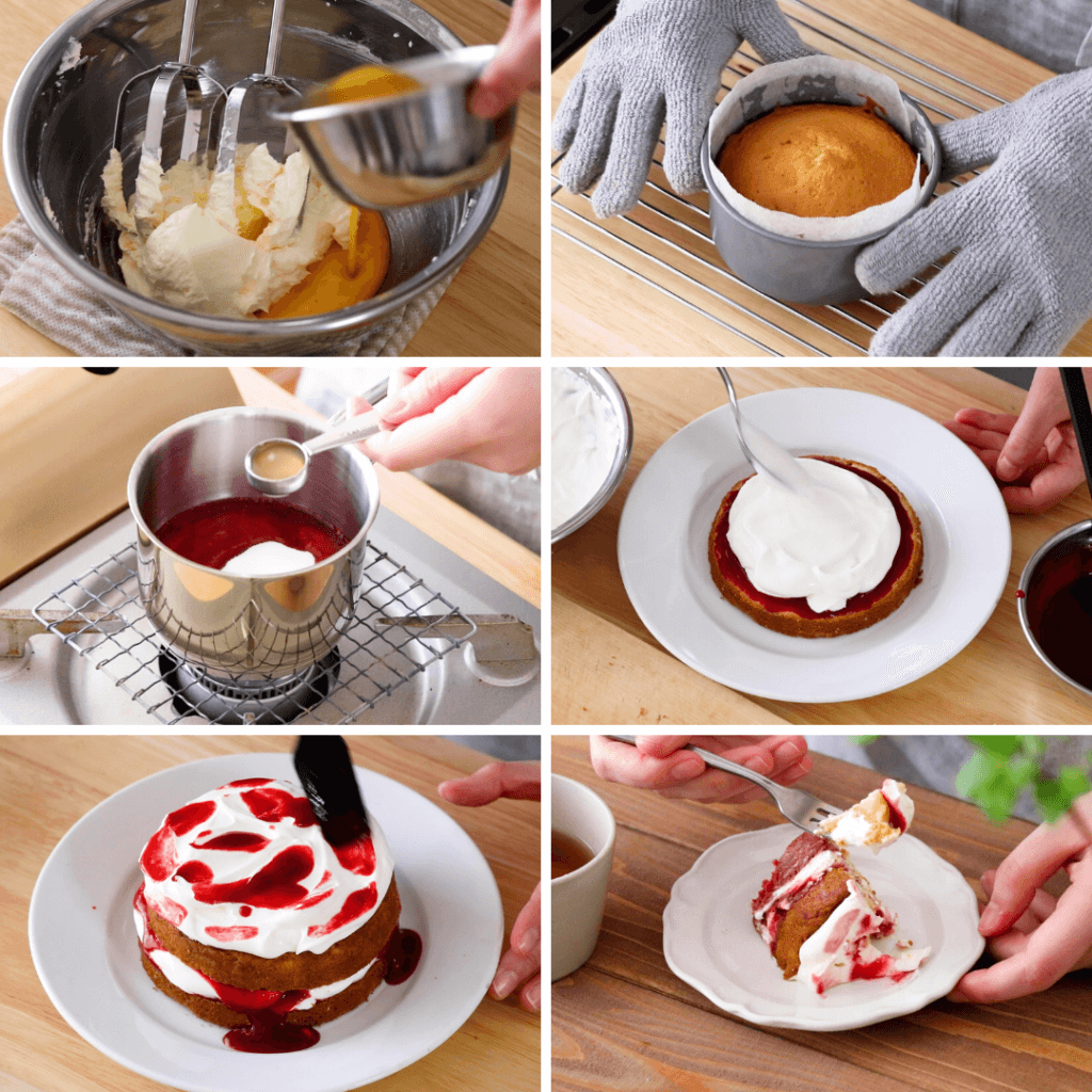 ヨーグルトクリームとラズベリーのヴィクトリアケーキのレシピと作り方。料理研究家・フードコーディネーター藤井玲子のレシピと料理写真。れこれしぴ