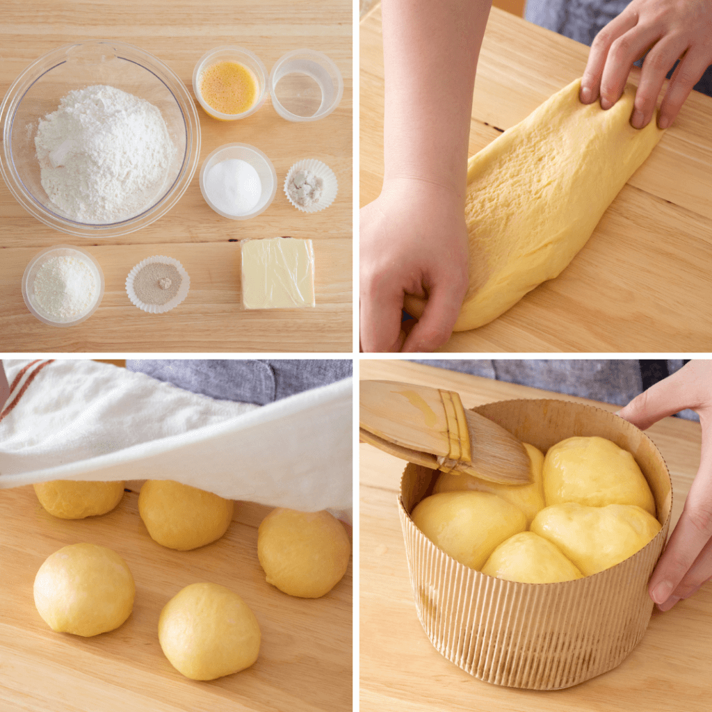 紙型で作る♪バターたっぷりブリオッシュのレシピと作り方。料理研究家・フードコーディネーター藤井玲子のレシピと料理写真。れこ