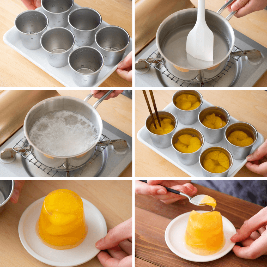 簡単♪寒天で作るオレンジゼリーのレシピと作り方。料理研究家・フードコーディネーター藤井玲子のレシピと料理写真。れこれしぴ