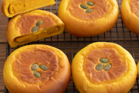 ほくほく♪かぼちゃの平焼きあんパンのレシピと作り方。料理研究家・フードコーディネーター藤井玲子のレシピと料理写真。れこれしぴ