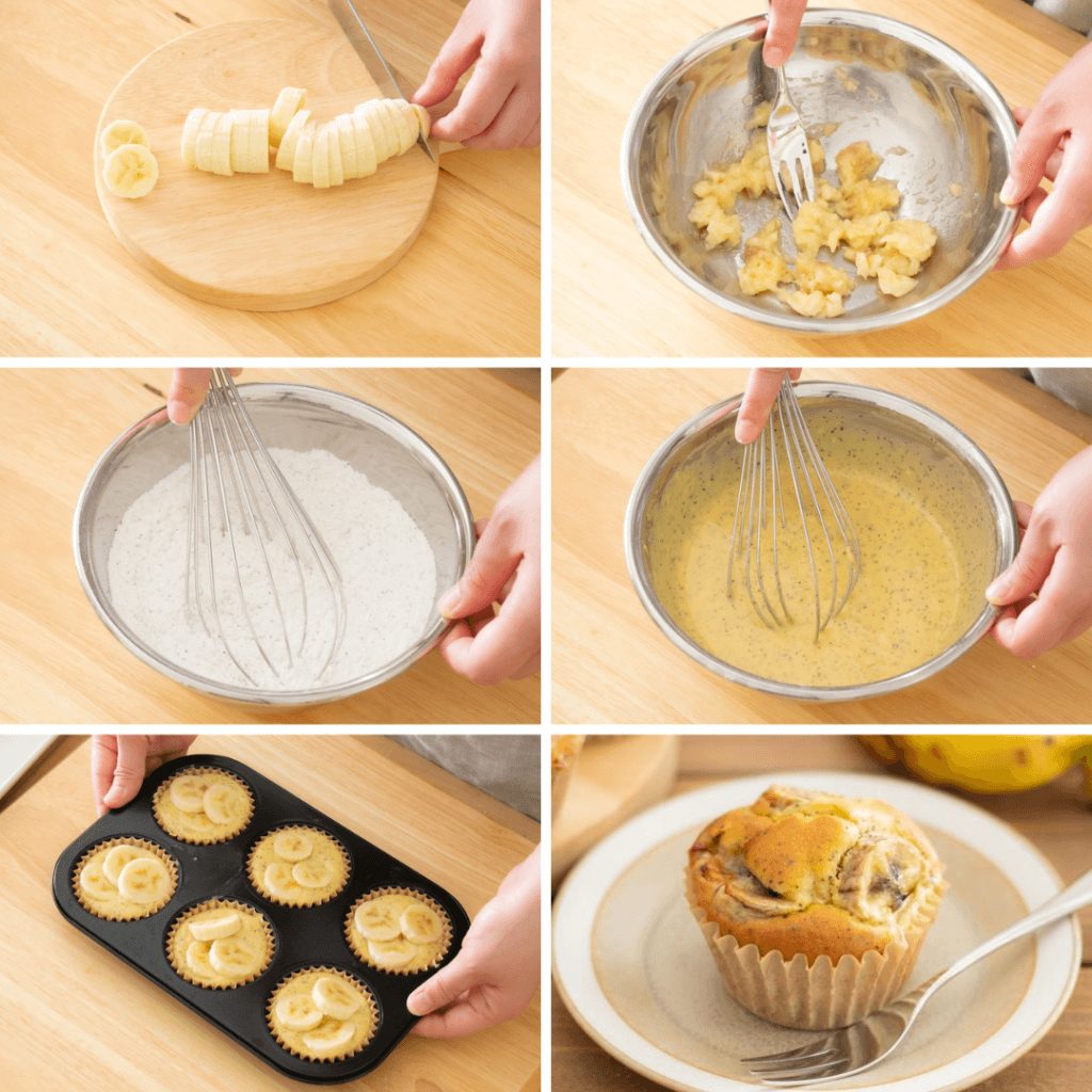 米粉バナナマフィンのレシピと作り方。料理研究家・フードコーディネーター藤井玲子のレシピと料理写真。れこれしぴ