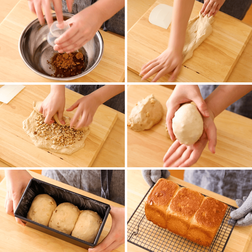 朝ごはんにぴったり♩黒糖くるみ食パンのレシピと作り方。料理研究家・フードコーディネーター藤井玲子のレシピと料理写真。れこれしぴ