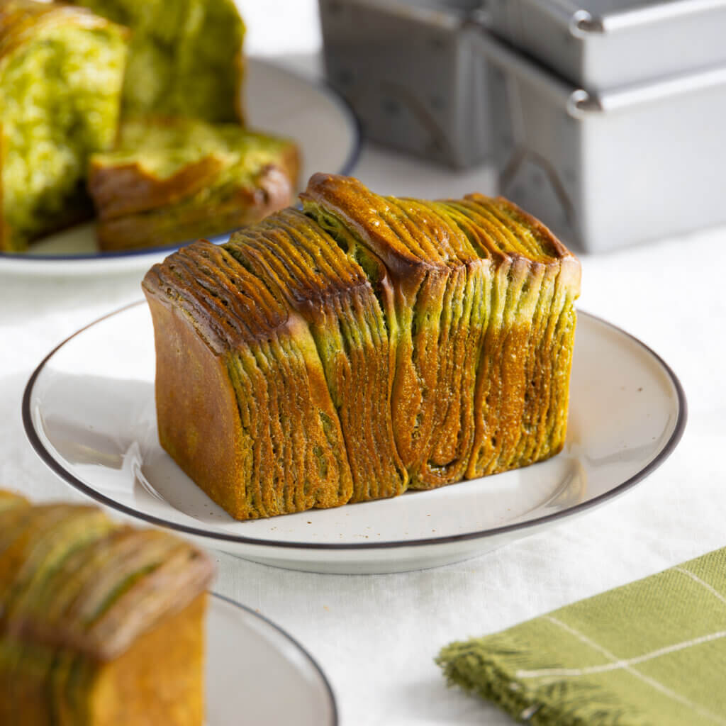ミニ食パン型で作る◎抹茶のフレーキーブレッドのレシピと作り方。料理研究家・フードコーディネーター藤井玲子のレシピサイト。れこれしぴ