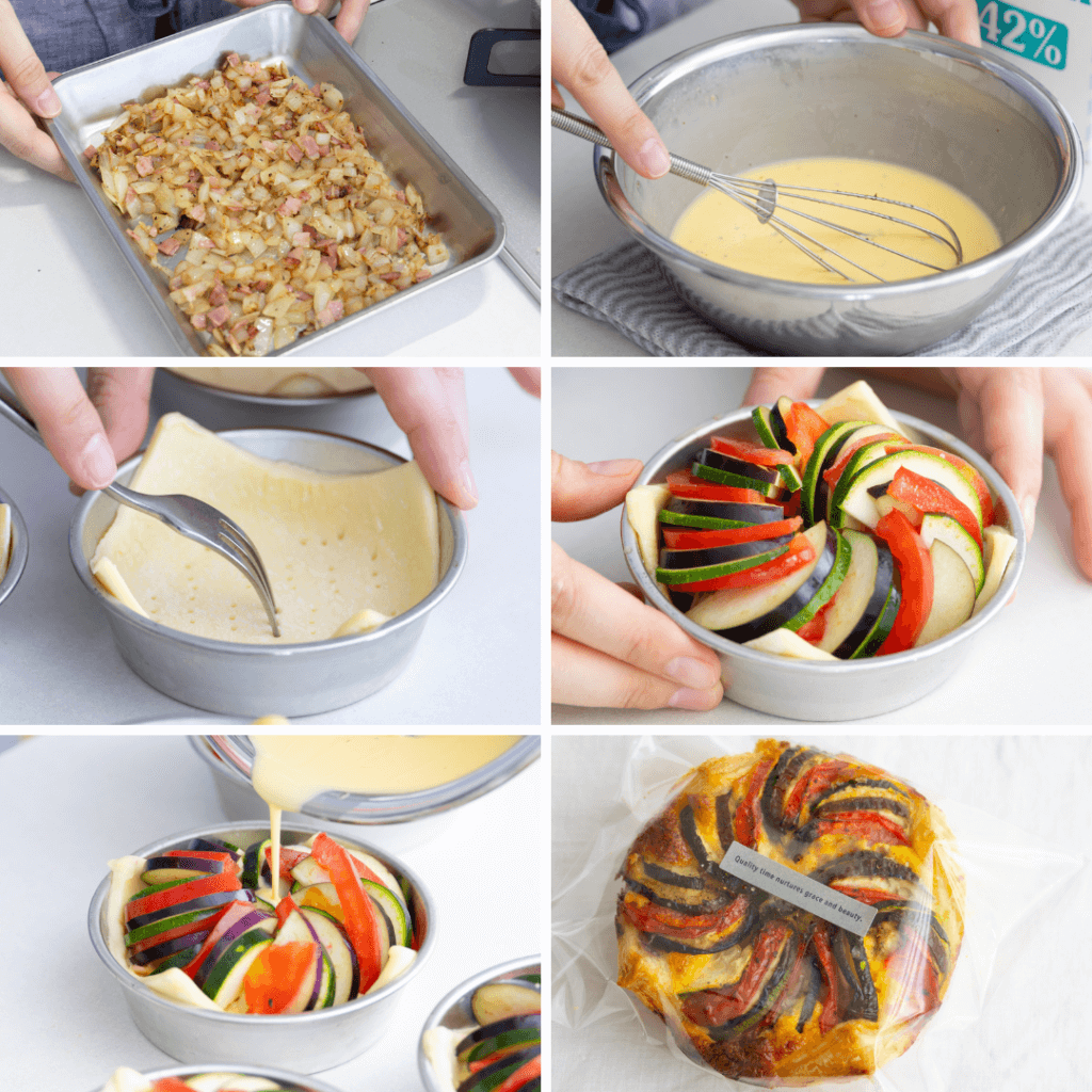 パイシートで簡単♩ブリキ型で作る夏野菜のキッシュのレシピと作り方。料理研究家・フードコーディネーター藤井玲子のレシピサイト。れこれしぴ